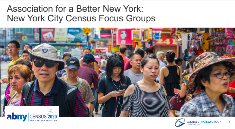 Cover of New York City Census Focus Groups powerpoint findings